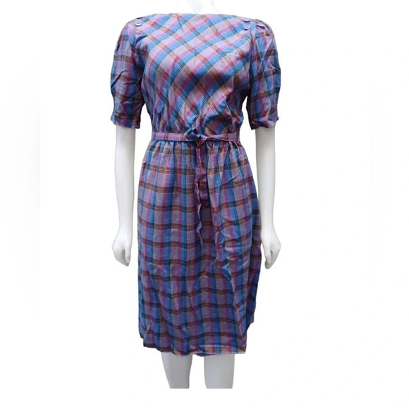 Koppy Kat Vintage  Plaid Midi Dress Size 9/10 - Picture 1 of 7
